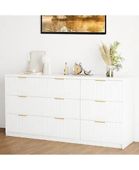 homfan 55" 9-Drawer Storage Cabinet Fluted Organizer Chest for Bedroom or Living Room