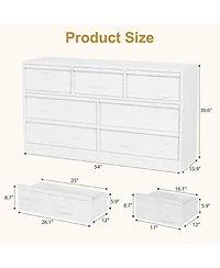homfan 7-Drawer Wooden Storage Cabinet Wide Chest of Drawers with Large Storage for Bedroom, Farmhouse Organizer