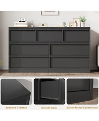 homfan 7 Drawer Dresser for Bedroom, Modern Wooden Chest, Spacious Organizer Living Room, Nursery, Entryway, Hallway, Closet, Bedroom