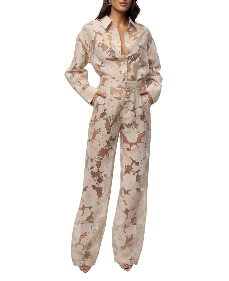 Jluxlabel Women's Organza Floral Blouse