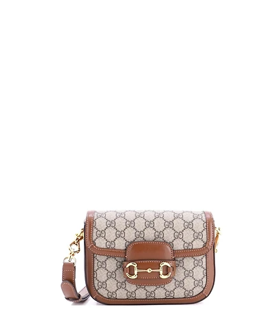Pre-Owned Gucci Mini Horsebit 1955 Shoulder Bag Gg Coated Canvas with Leather