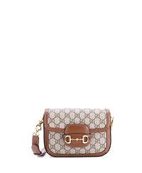 Pre-Owned Gucci Mini Horsebit 1955 Shoulder Bag Gg Coated Canvas with Leather