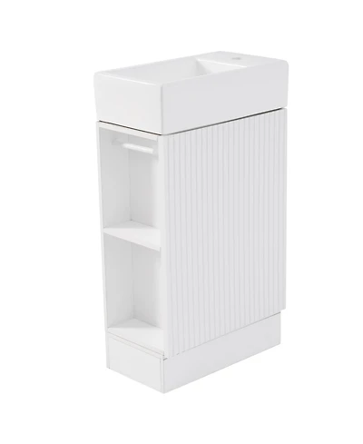 Busdays 18.6 Inch Bathroom Vanity with Sink and Two Tier Shelf Left or Right Orientation
