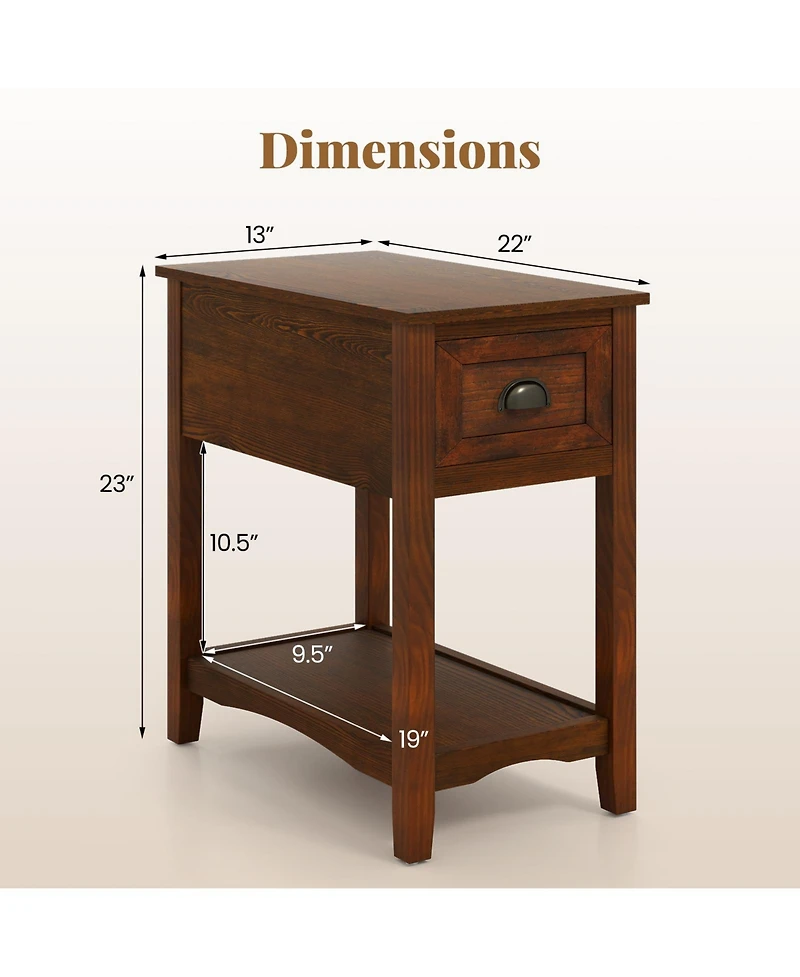 Gymax Contemporary Chair Side End Table Compact Table with Drawer Nightstand