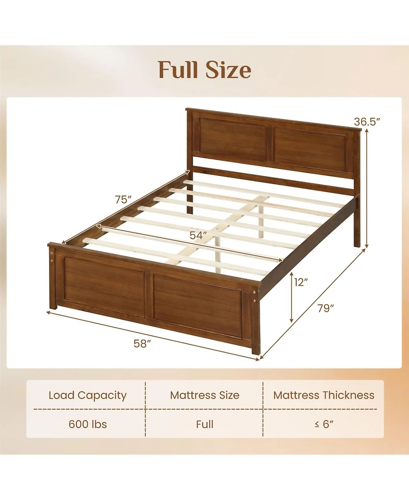 Slickblue Modern Full Size Wooden Bed Frame with Headboard