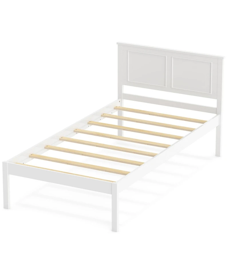 Slickblue Farmhouse Style Wooden Bed Frame with Headboard