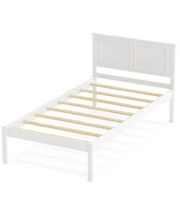 Slickblue Farmhouse Style Wooden Bed Frame with Headboard