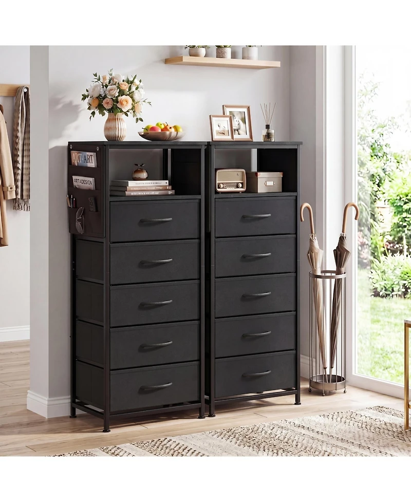 Slickblue Modern Nightstand 39" with Charging Station and Storage Shelf