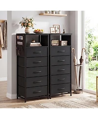 Slickblue Modern Nightstand 39" with Charging Station and Storage Shelf
