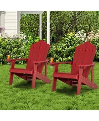 Sugift 2-Piece Adirondack Chair Set with Ergonomic Design for Porch and Backyard