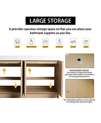 Sillysis 59 Inch Modern Double Sink Bathroom Vanity with Resin Basin, Soft Close Doors, Ample Storage and Adjustable Shelves