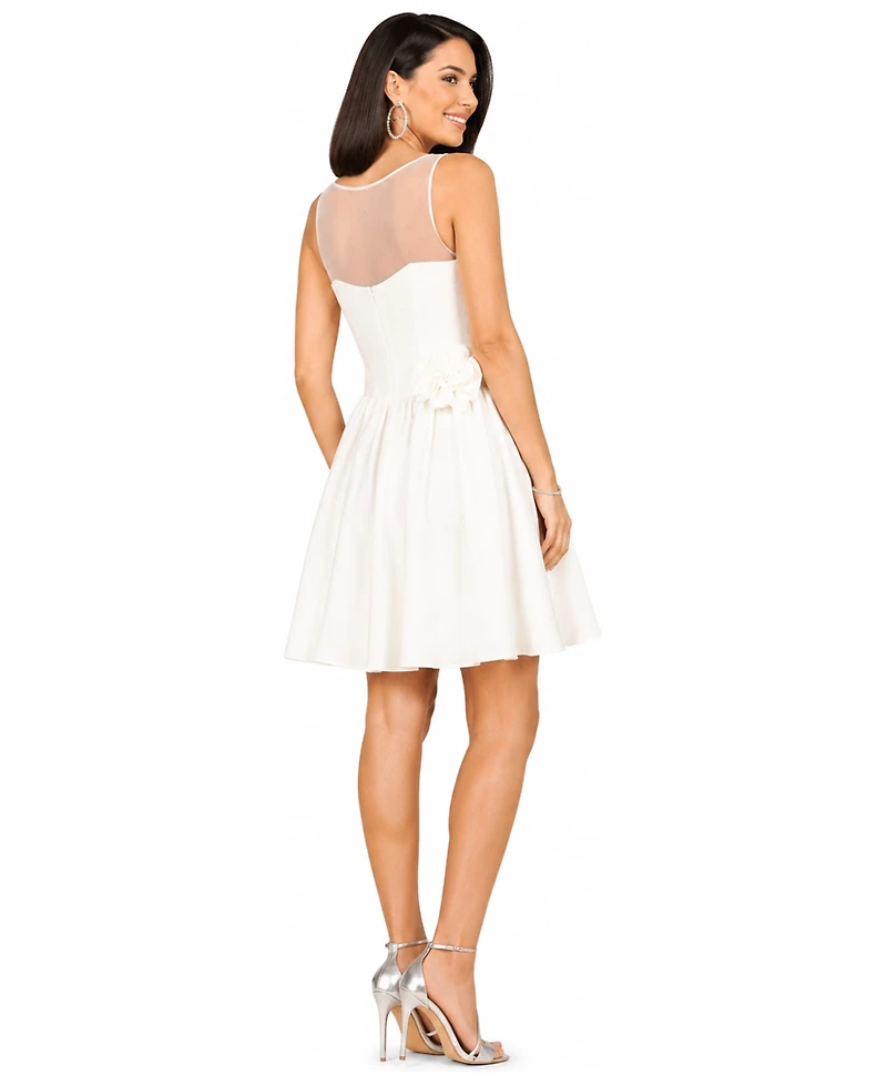 Lara Women's Illusion Neck Bridal Midi Dress