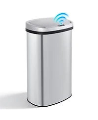 Mega Casa 16 Gallon / 60L Touchless Automatic Motion Sensor Trash Can, Stainless Steel Oval Kitchen Garbage Bin with Soft-Close Lid