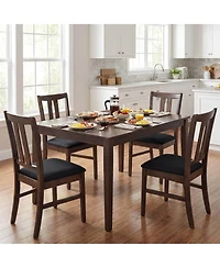 Costway Wooden Dining Chairs Fabric Upholstered Kitchen with High Curved Back