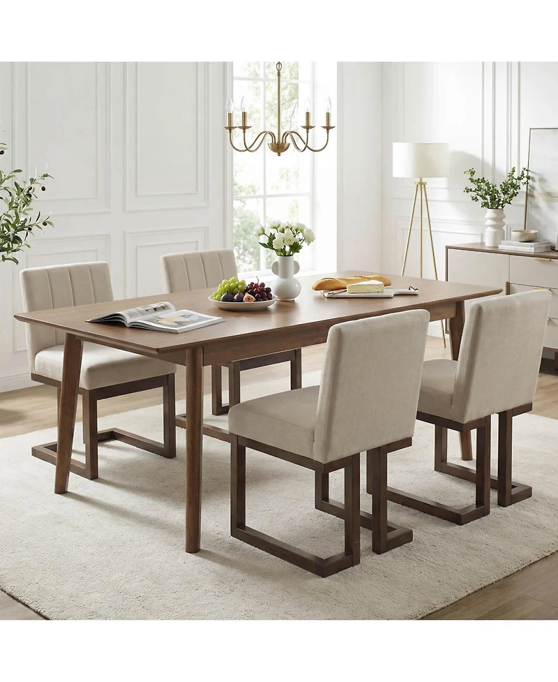 Costway Wooden Dining Chairs Modern Farmhouse Fabric Upholstered Kitchen