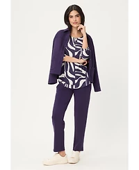 Olsen Women's Zebra Splice Print Keyhole T-Shirt