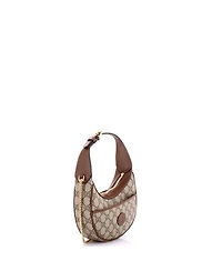 Pre-Owned Gucci Mini Interlocking G Patch Half Moon Hobo Gg Coated Canvas