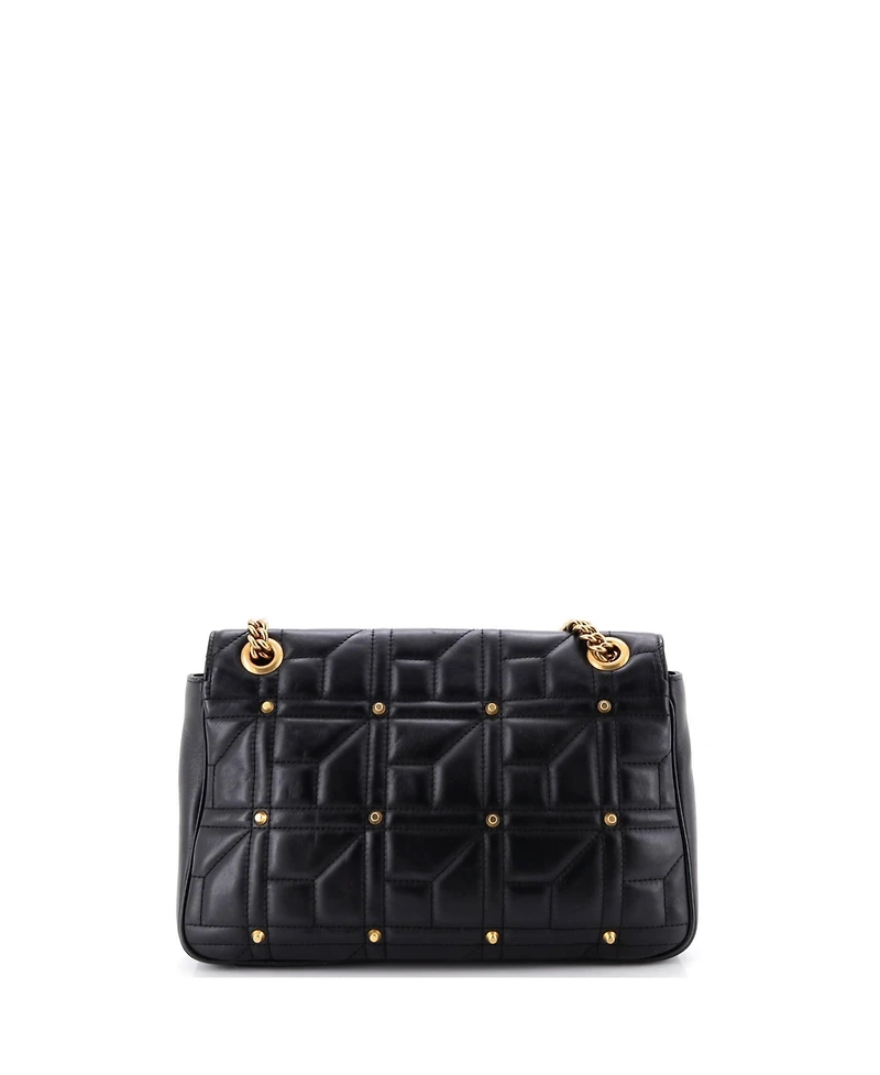 Pre-Owned Gucci Medium Gg Marmont Flap Bag Studded Matelasse Leather