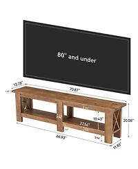 Tribesigns 70.87" Solid Wood Tv Stand for TVs up to 80", Farmhouse Long Entertainment Center with Storage Shelves, Media Wooden Television Stand
