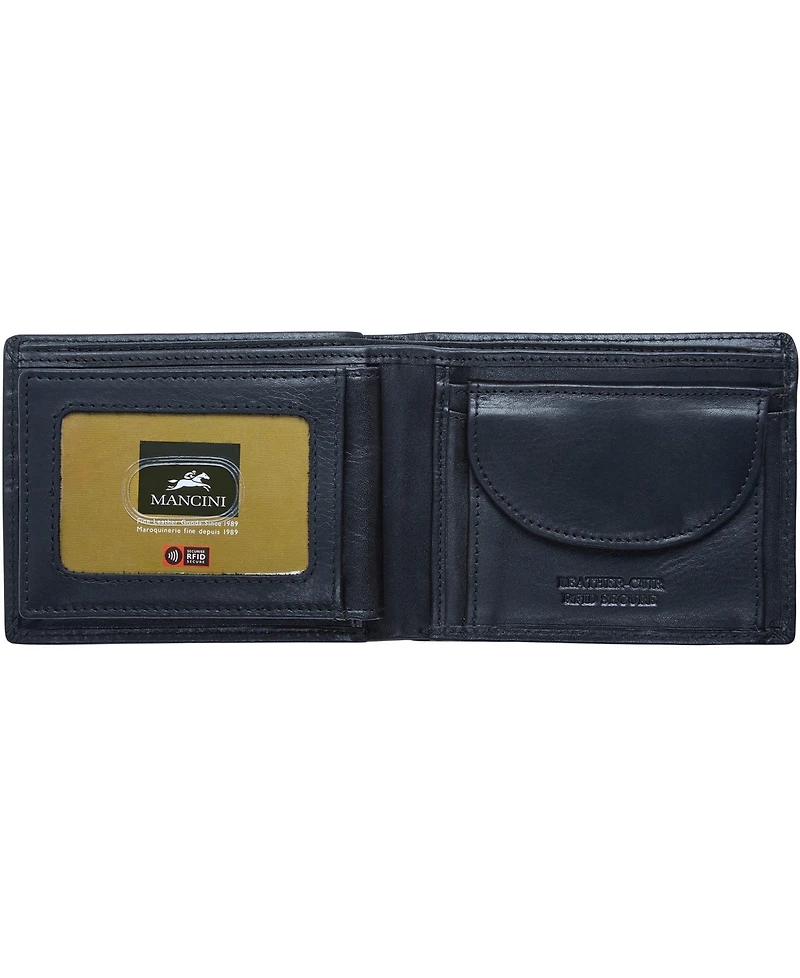 Men's Mancini Boulder Collection Rfid Secure Wallet with Removable Passcase and Coin Pocket