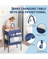 gaomon Baby Changing Table, Versatile Folding Changing Table with Wheels and 2 Drawers