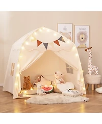 Gymax Kids Play Tent With Flags And Globe String Lights For 3-12 Years Old Indoor Outdoor