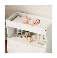 gaomon Modern Wooden Baby Changing Table Dresser with Drawers and Shelves Multi Use Station for Nursery Bedroom Kids Room