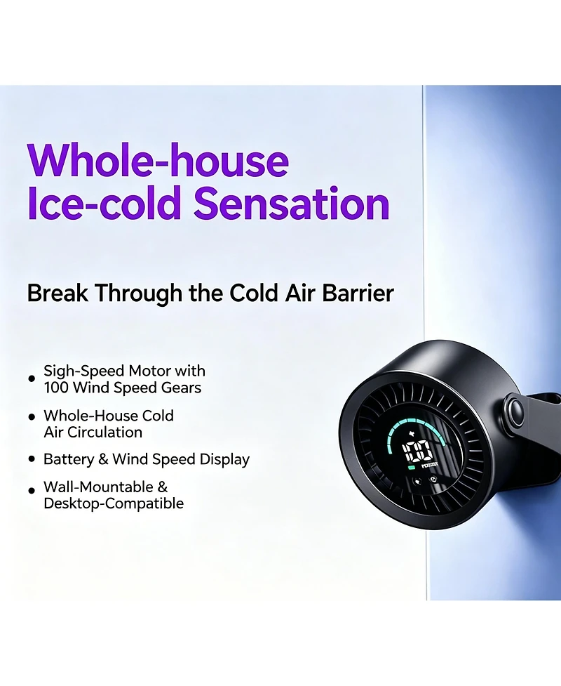 Cowin Usb-c Rechargeable Desk Fan - Touch Control, 3000mAh, 5 Speeds, Led Display