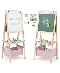 Mecale 3-in-1 Double-Sided Adjustable Kids Easel with Storage Bag, Age 3-8