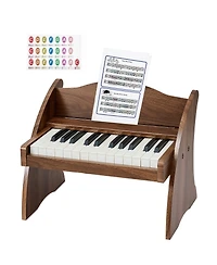 Mecale 25 Key Kids Wooden Piano in Walnut with Music Stand, Ages 3+