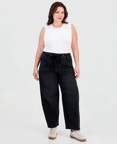 And Now This Trendy Plus Tie-Waist Barrel Jeans, Macy's Exclusive