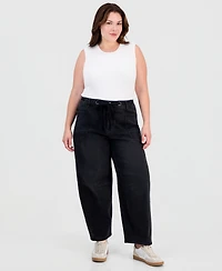 And Now This Trendy Plus Tie-Waist Barrel Jeans, Macy's Exclusive