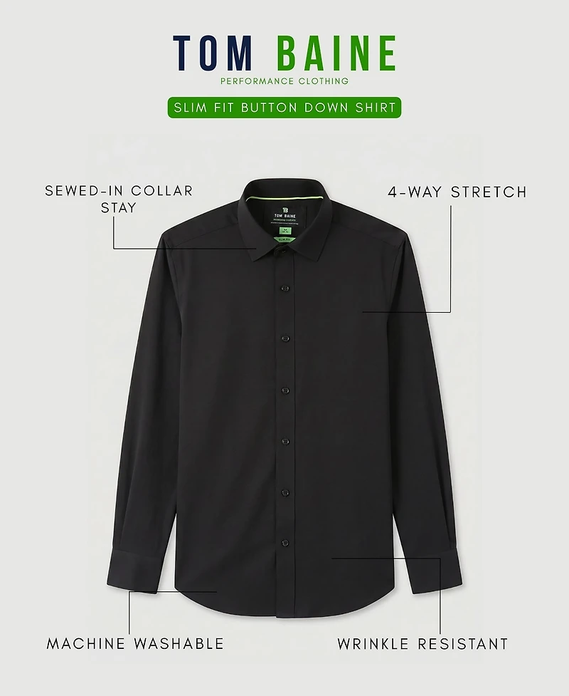 Tom Baine Men's Performance Stretch Solid Button Down Shirt