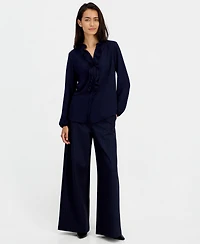 Bar Iii Women's Ruffle-Front Long-Sleeve V-Neck Blouse, Macy's Exclusive