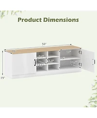 Slickblue Entryway Shoe Cabinet Bench with Adjustable Shelves and 2-Door Storage
