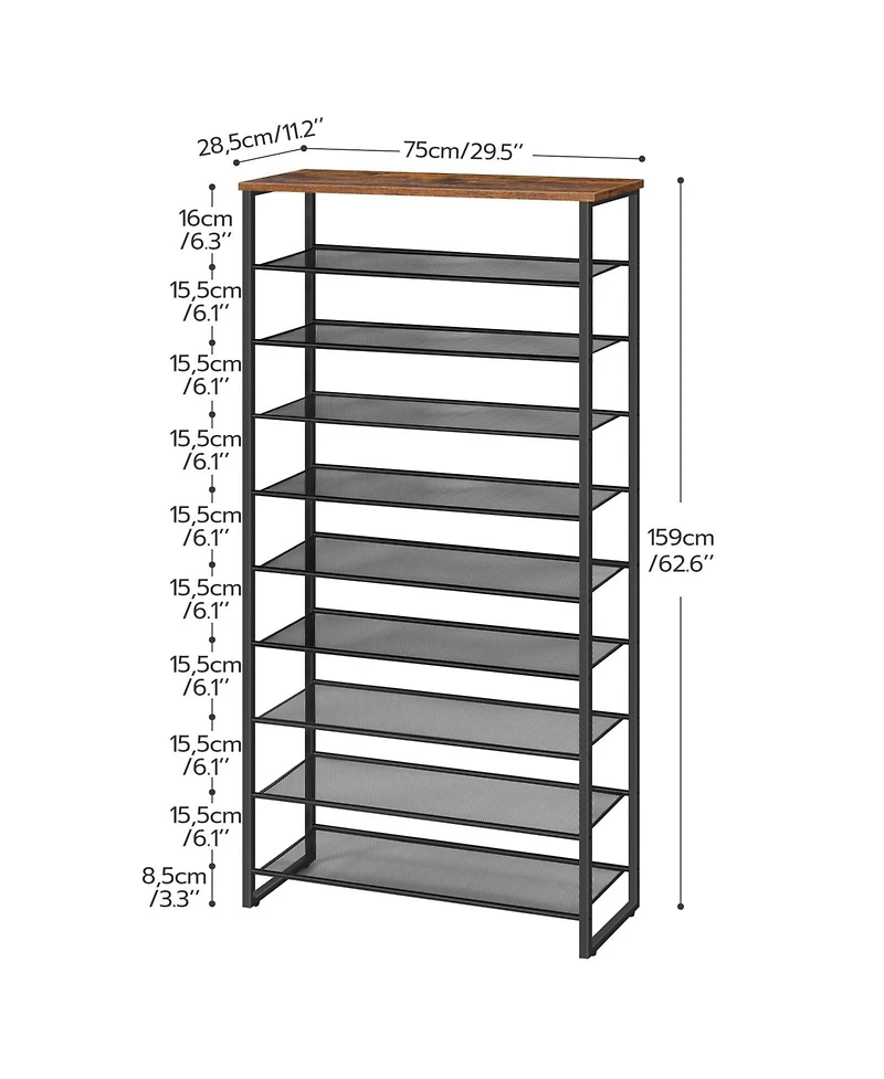 Slickblue 10-Tier Shoe Rack 29.5" Long for 36-40 Pairs Shoes