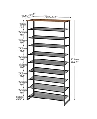 Slickblue 10-Tier Shoe Rack 29.5" Long for 36-40 Pairs Shoes