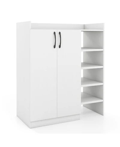 Slickblue Entryway Shoe Cabinet with 2 Doors and Adjustable Inner Storage Shelves