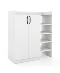 Slickblue Entryway Shoe Cabinet with 2 Doors and Adjustable Inner Storage Shelves