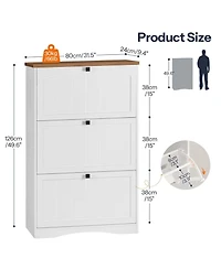 Slickblue Farmhouse Shoe Rack Cabinet with Flip Drawer Storage