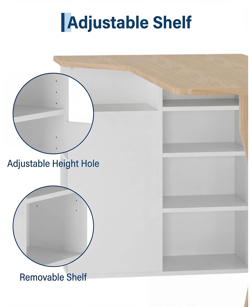 gaomon L Shaped Desk with Storage Shelves, Small Corner Desk for Small Spaces, Reversible Oak Wood Finish