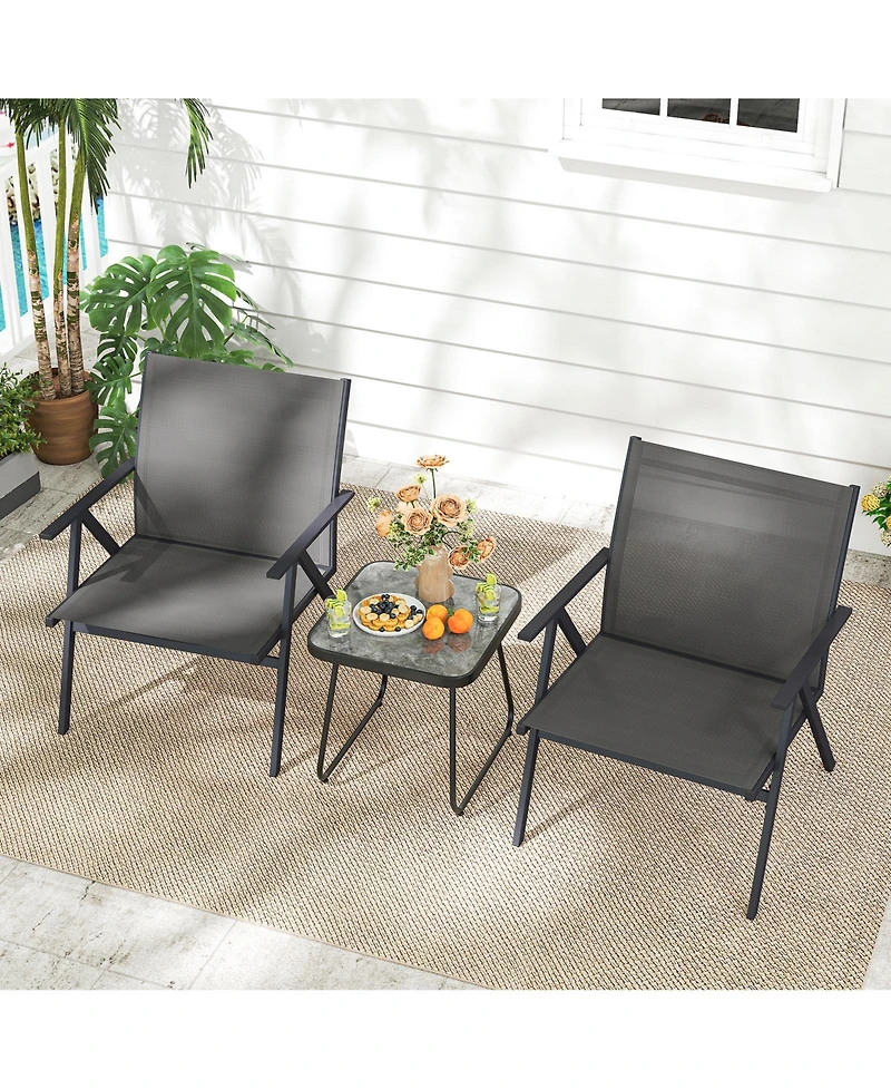 Slickblue Outdoor Seating Chairs Set of 2 with Mesh Fabric and Metal Frame
