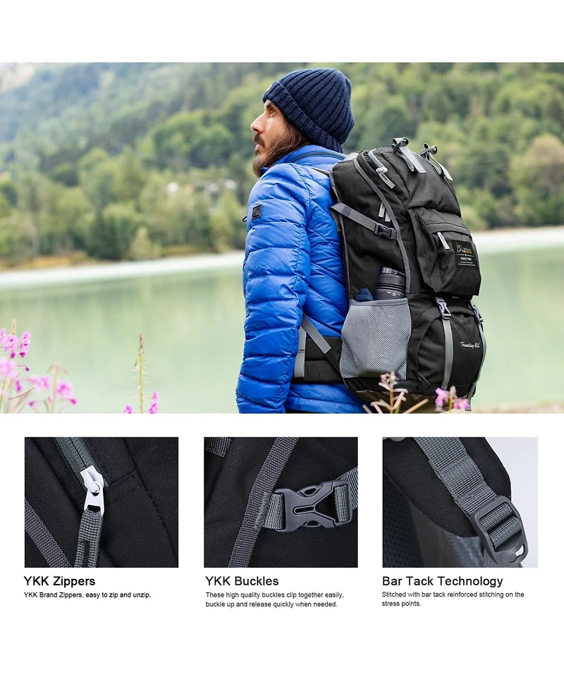 Mountaintop 40 Liter Hiking Backpack with 3 Liter Hydration Bladder for Women Men Outdoor Travel Camping Day Pack with Rain Cover