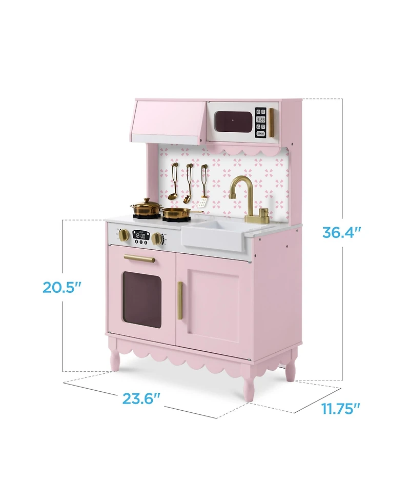 Best Choice Products Toddler Kitchen Playset - Wooden Kids Pretend Play Cooking Set with Accessories and Storage