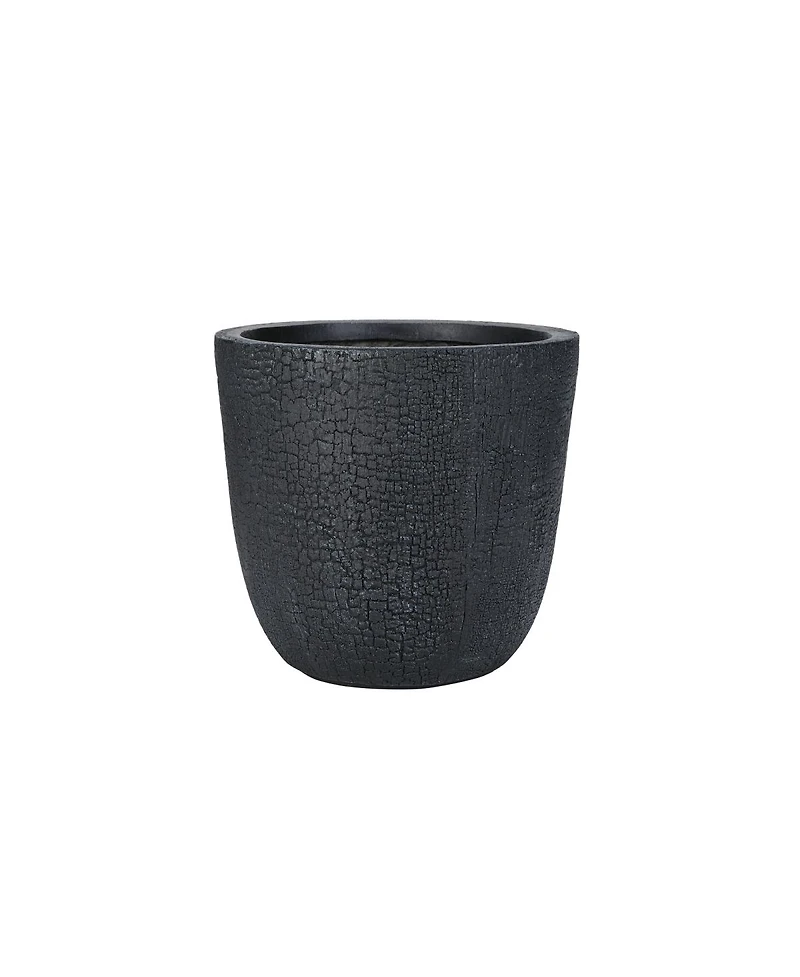 Streamdale Furniture 3-Piece Lightweight Mgo Round Crackle Stone Planter Set with Drainage
