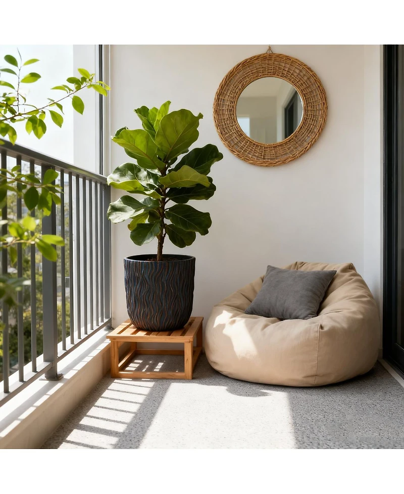 Streamdale Furniture Set of 2 Large Round Textured Magnesium Oxide Planters with Drainage Holes