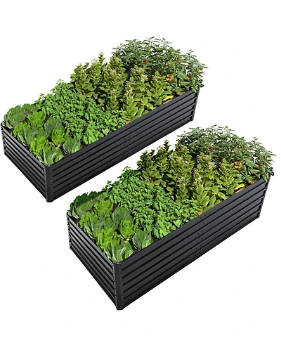 Streamdale Furniture 2-Pack 8x4x2ft Galvanized Metal Raised Garden Bed Kit