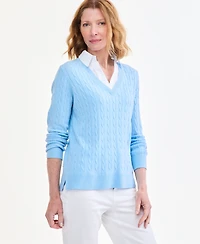 Style & Co Petite Two-Fer Cable Knit Polo Sweater, Macy's Exclusive