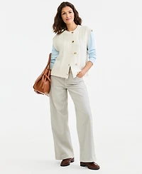 Style & Co Women's Cable-Knit Crewneck Cotton-Blend Sweater Vest, Macy's Exclusive