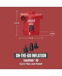 Coleman EasyFlate 4D Electric Air Pump, Battery Powered Inflator with 3 Adapters